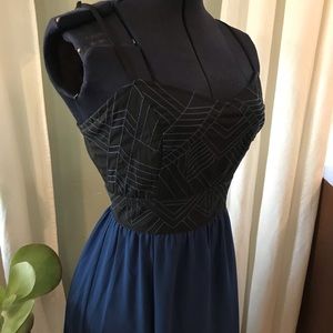 Blue and black maxi dress